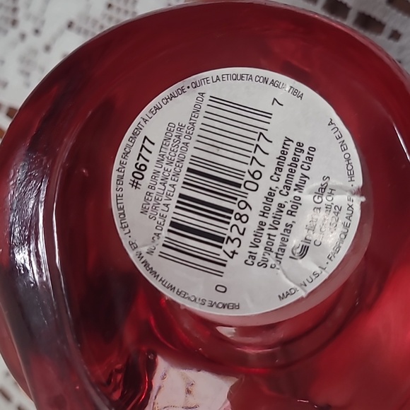 Vintage Indiana Cranberry Glass Sleeping Cat Votive Holder - Picture 6 of 6